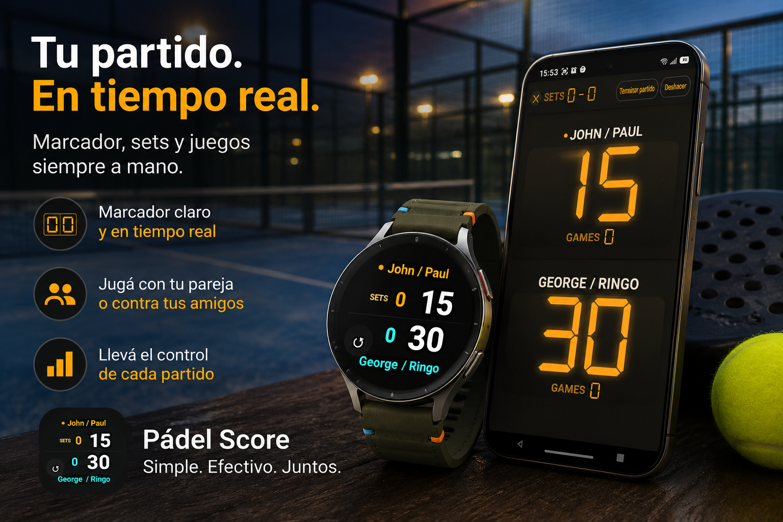 NMD Score — marcador de pádel y tenis en el smartwatch